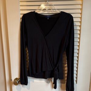 Kaari Blue Elegant Midnight Blue V-Neck Blouse size S